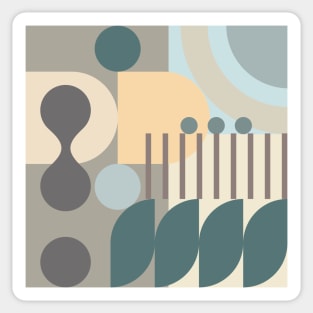Modern Abstract Geometric Bauhaus Doodle Tan Cream Teal Style Sticker